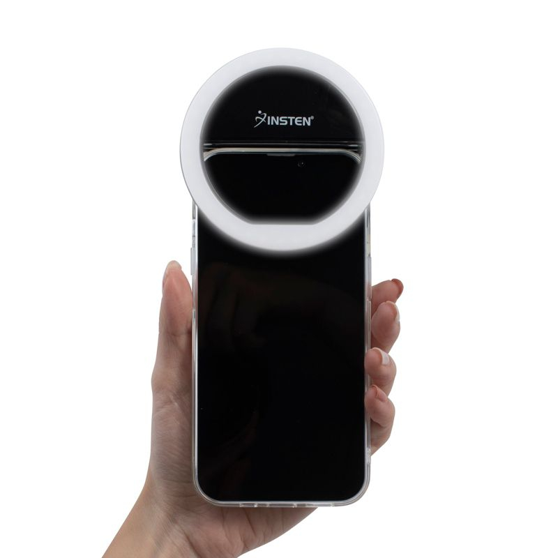 Insten 3" Mini LED Selfie Ring Light with Clip for Laptop Tablet Cell Phone Video, Dimmable, 36 Beads, Battery Powered, Black