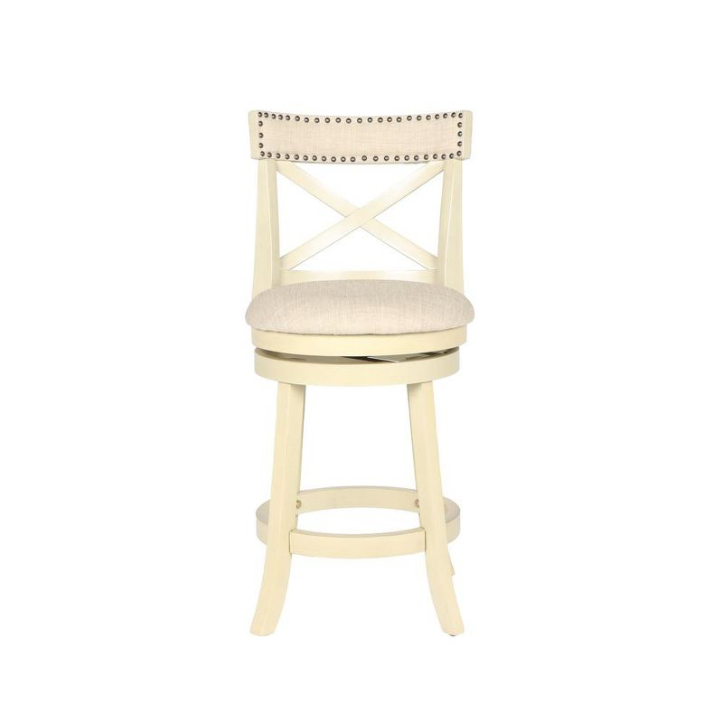 New Classic Furniture,Furniture York 24" Wood Counter Stool With Fabric Seat In Ant White