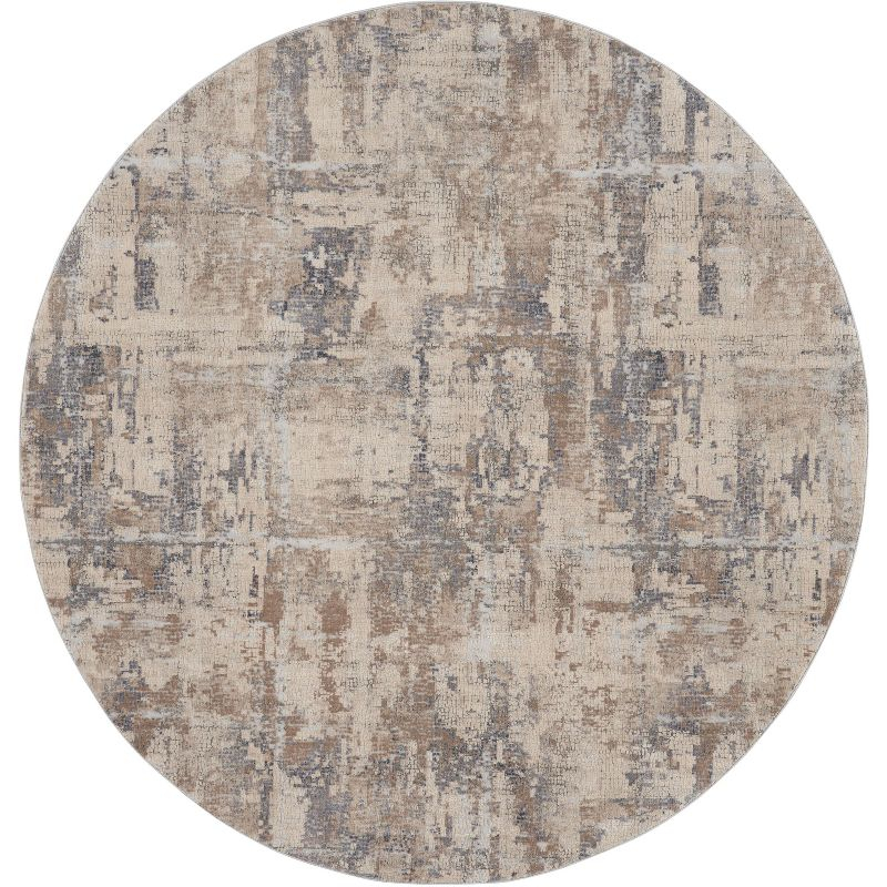Nourison Rustic Textures Contemporary Indoor Area Rug Beige/Grey 5'3" x round