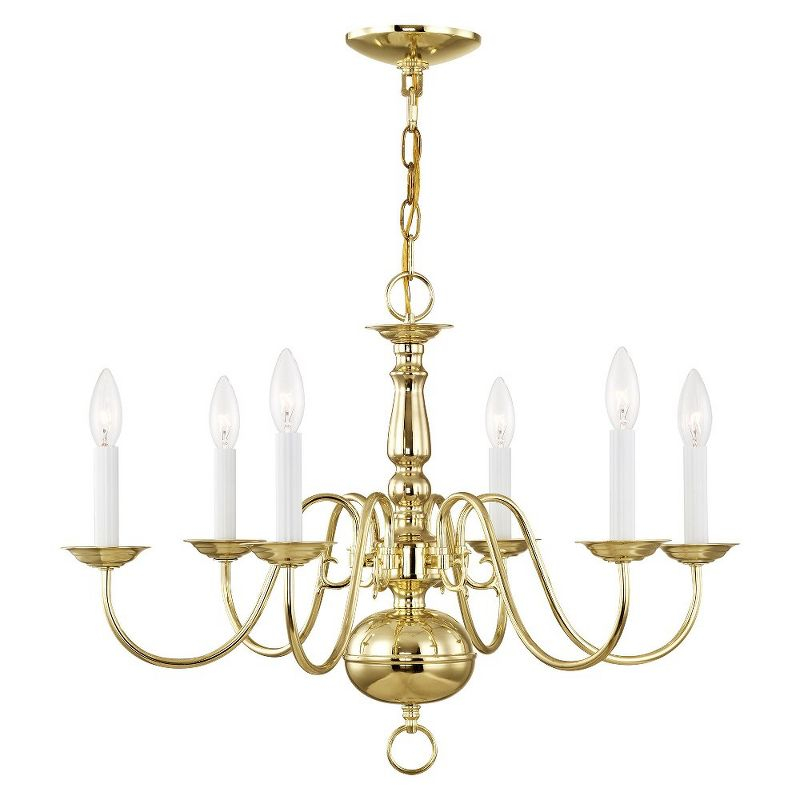 Livex Lighting Williamsburgh 6 - Light Chandelier in  Polished Brass