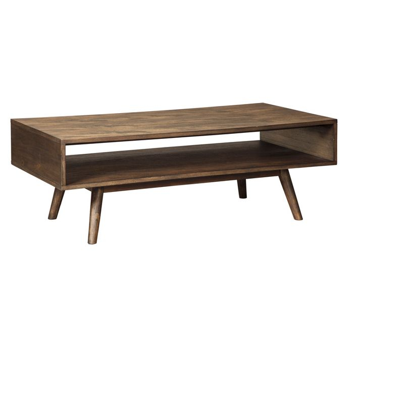 Cocktail Table Brown - Signature Design by Ashley: Mid-Century, Living Room, Open Shelf Storage