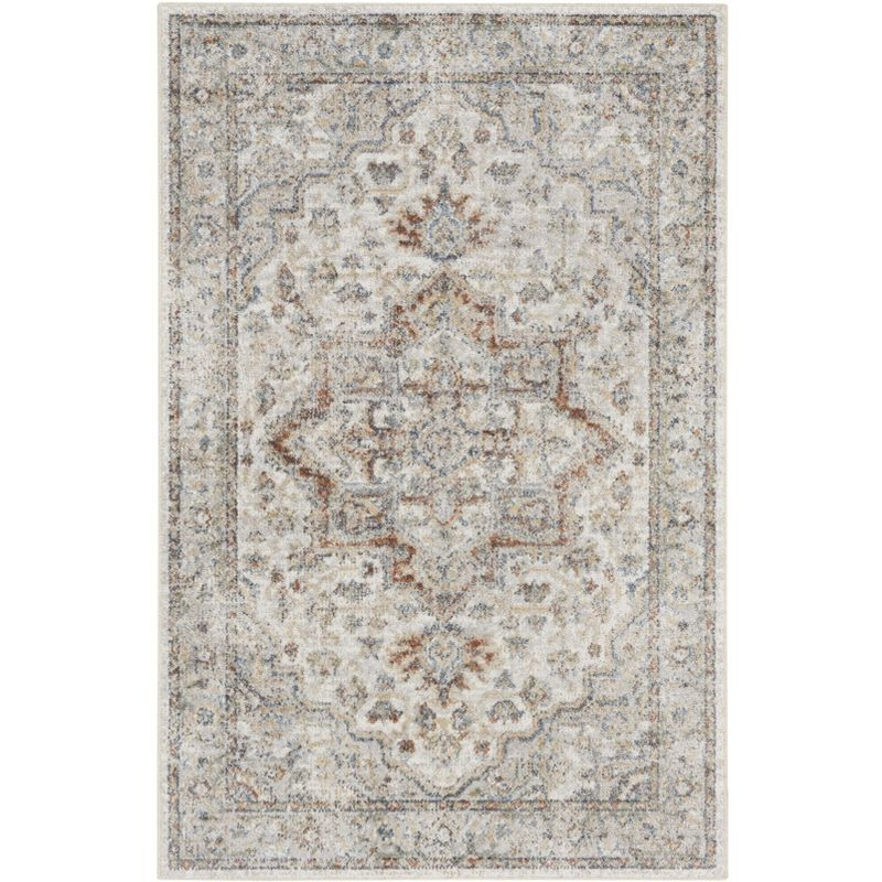 Nourison Astra Machine Washable Vintage Medallion Indoor Rug Grey/Multi 2'2" x 4'