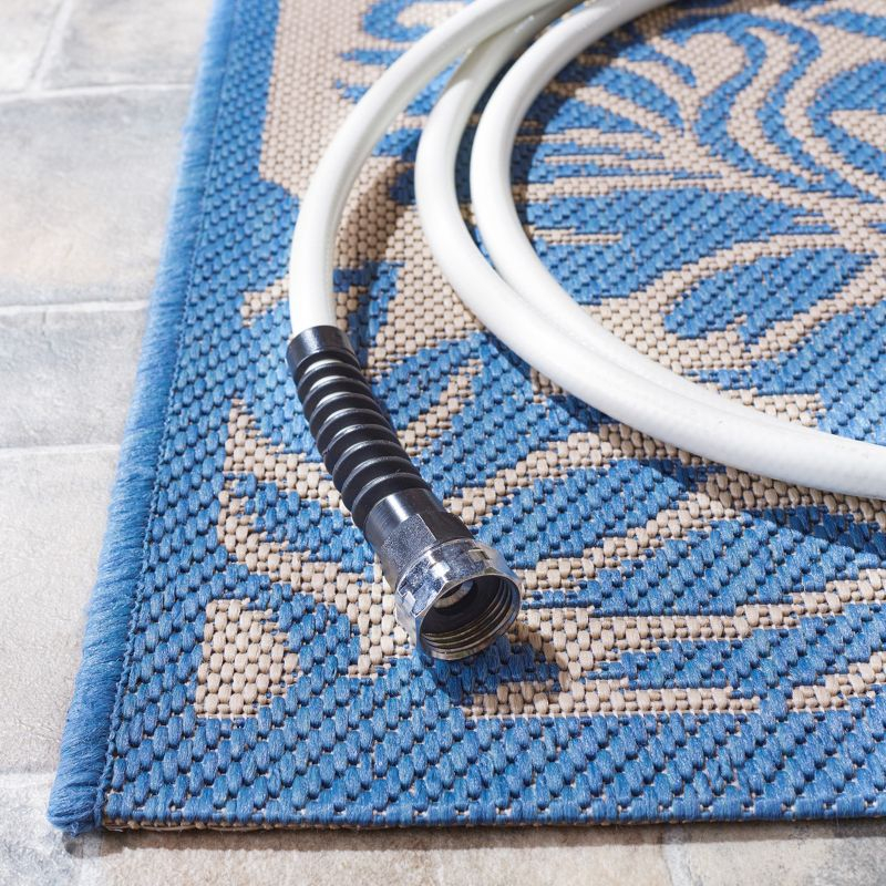 Beach House BHS135 Power Loomed Indoor/Outdoor Area Rug - Cream/Blue - 8'x10' - Safavieh
