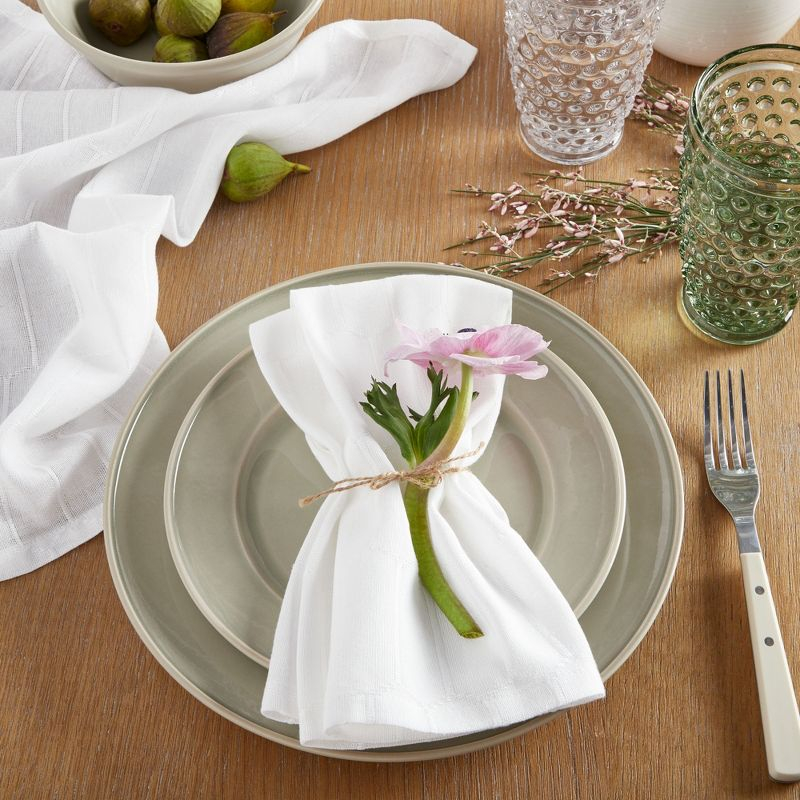 MARTHA STEWART Honeycomb Modern Farmhouse Napkin 4-Pack Set, White, 19"x19"
