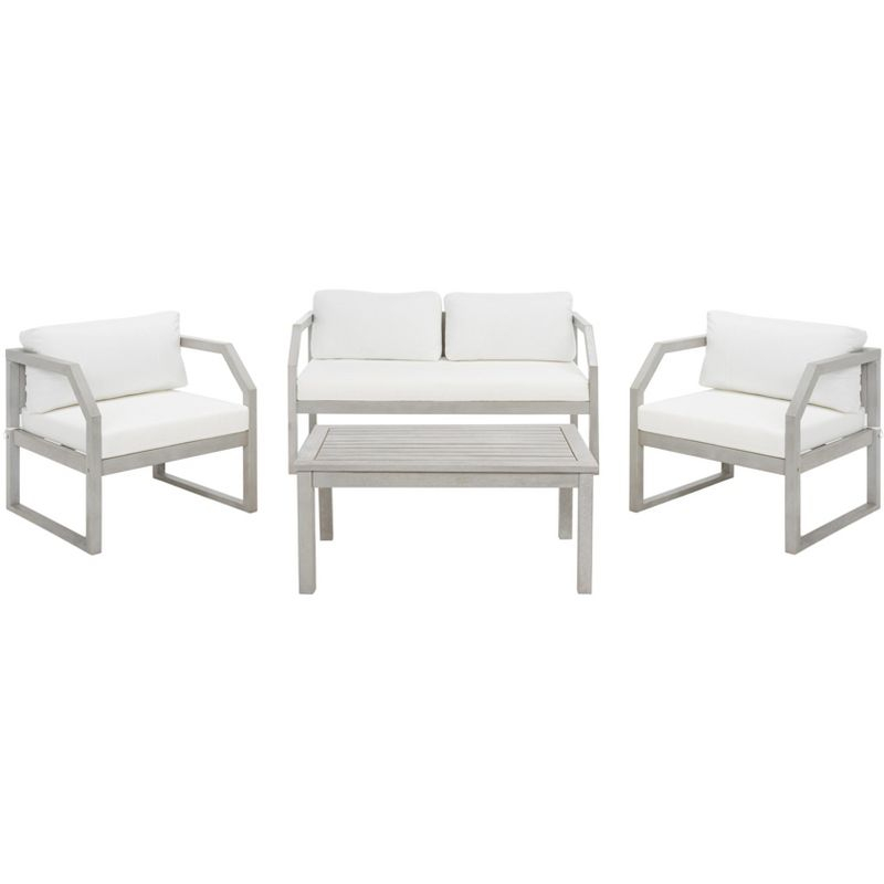 Dren 4 Piece Living Set - Indoor/Outdoor - PAT7067 - Grey/Beige - Safavieh