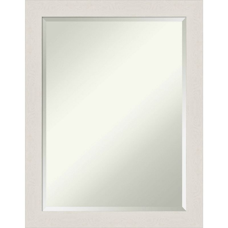 21" x 27" Rustic Plank White Framed Bathroom Vanity Wall Mirror - Amanti Art: Rectangle, Polystyrene Frame, Wall Mount