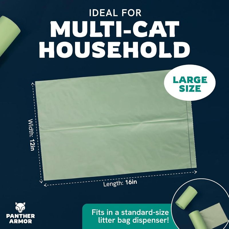 Panther Armor Strong Leakproof Dog Poop Bags - Reliable Poop Bags and Dog Bags Poop Collection Essentials, Large, Green, 200 pc
