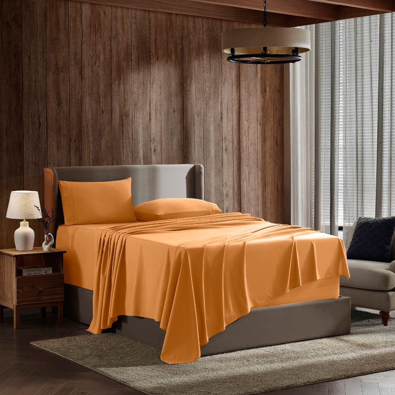 Nestl 4 Piece Queen Bed Sheet Set, Deep Pocket Extra Soft Microfiber Queen Sheets - Apricot Light Orange