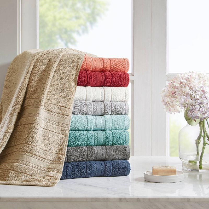 6pc Roman Super Soft Cotton Bath Towel Set Teal: Madison Park, Lightweight Terry, OEKO-TEX Certified