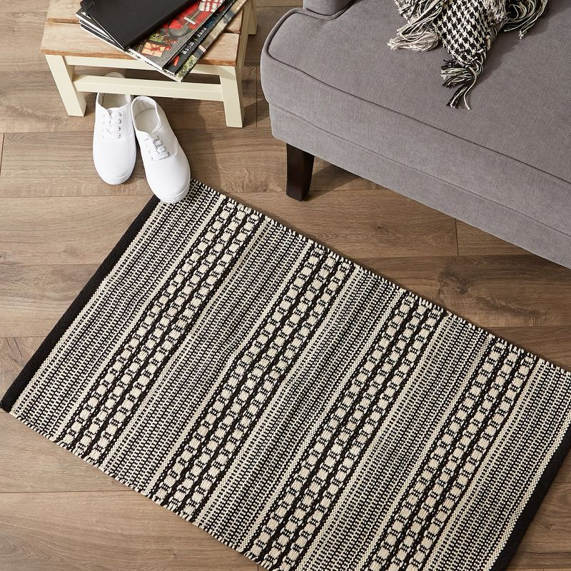 Design Imports Modern Dobby Stripe - Black - 2 X 3 Ft