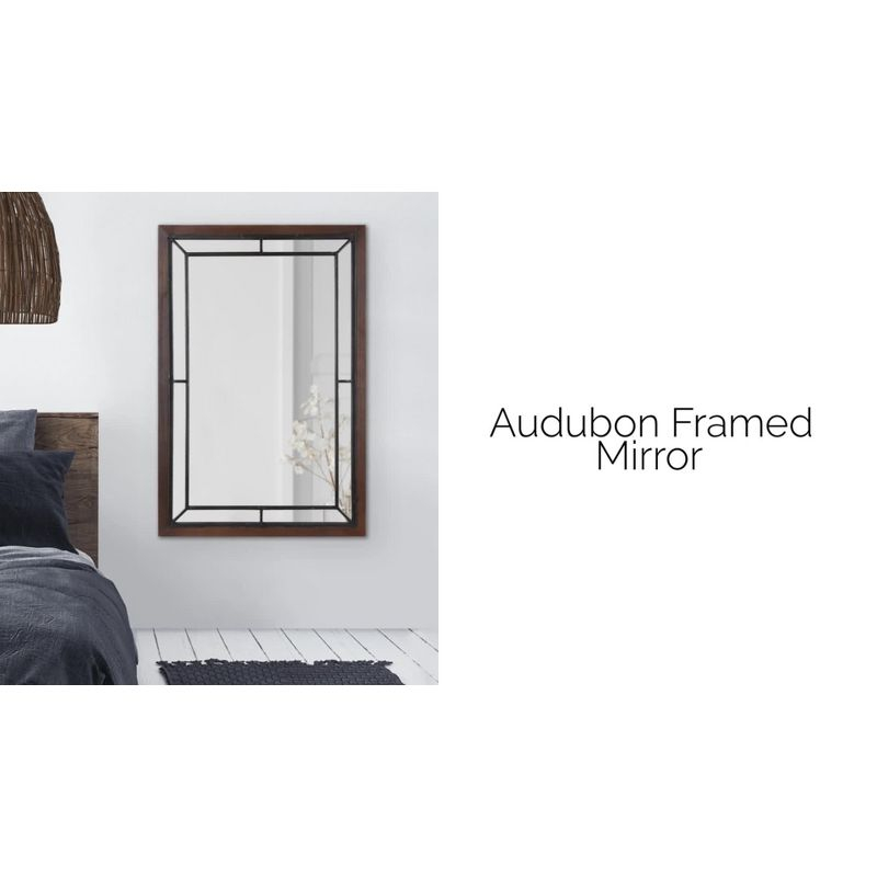 24" x 36" Audubon Rectangle Wall Mirror White - Kate & Laurel All Things Decor: Modern Style, No Assembly, MDF Frame