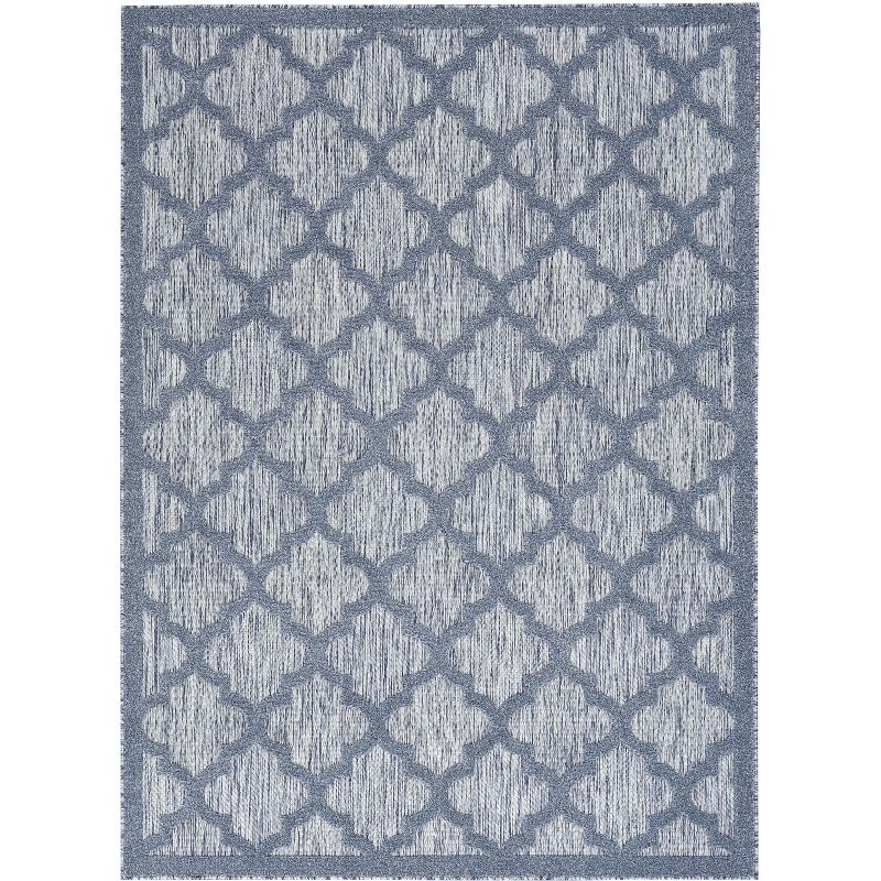 Nourison Easy Care 6' x 9' Denim Blue Modern Flatweave Indoor/Outdoor Rug