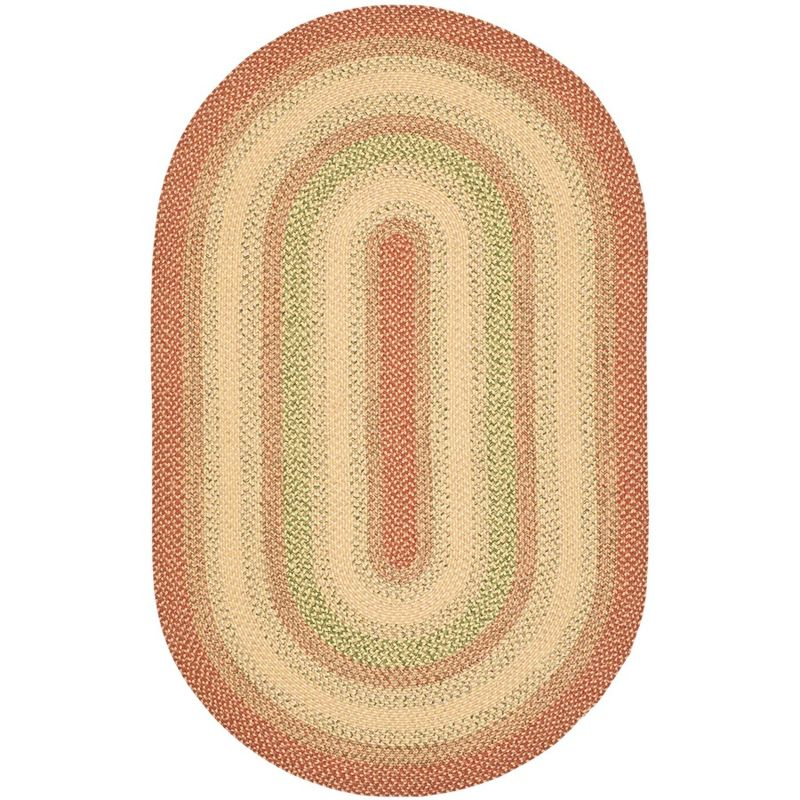 Braided BRD303 Hand Woven Area Rug - Rust/Multi - 4'x6' Oval - Safavieh.