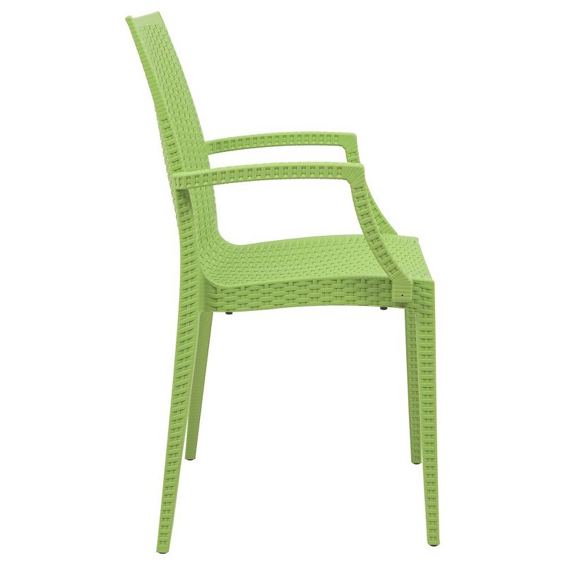 LeisureMod Mace Modern Dining Arm Chair for Indoor and Outdoor Home in Green