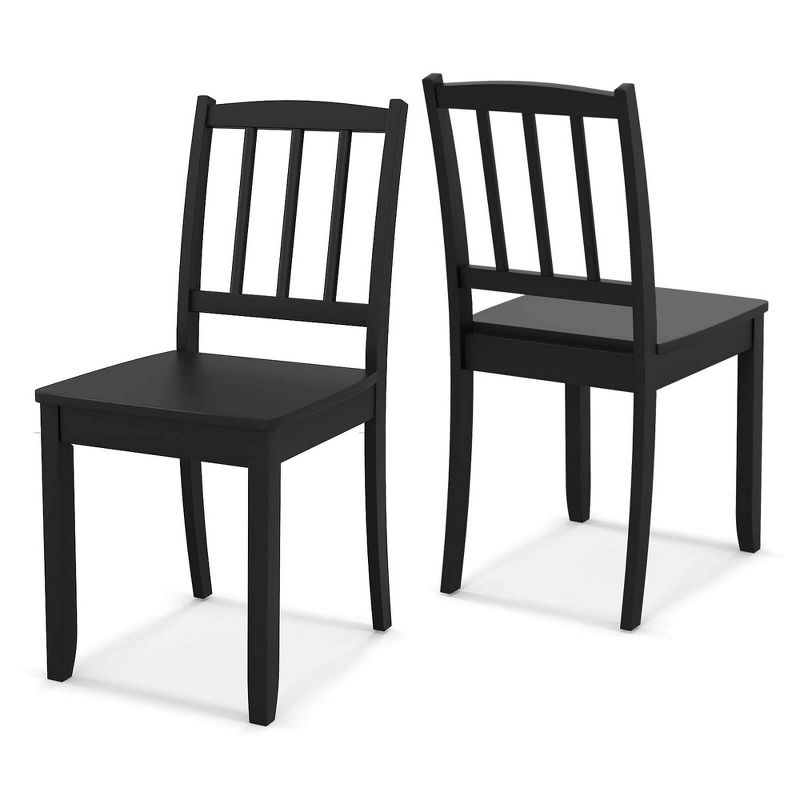 Costway Wood Dining Chair Set of 2 with Rubber Wood Legs Curved Backrest for Kitchen Black