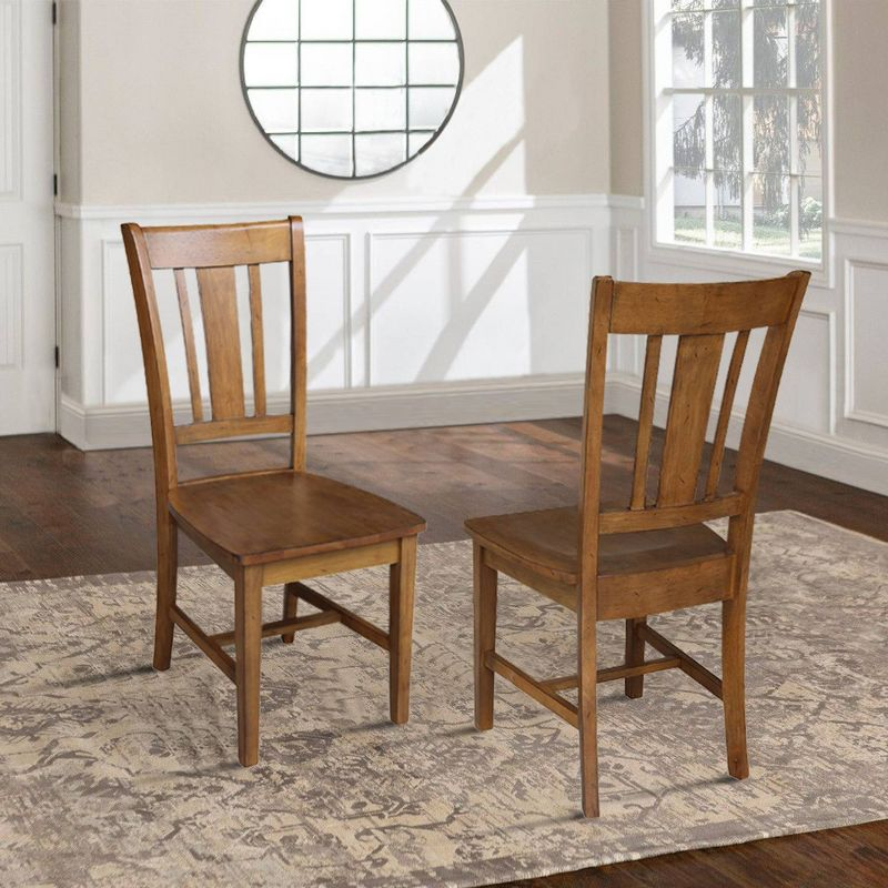 Set of 2 San Remo Splatback Chairs Pecan - International Concepts: Solid Wood, Unupholstered