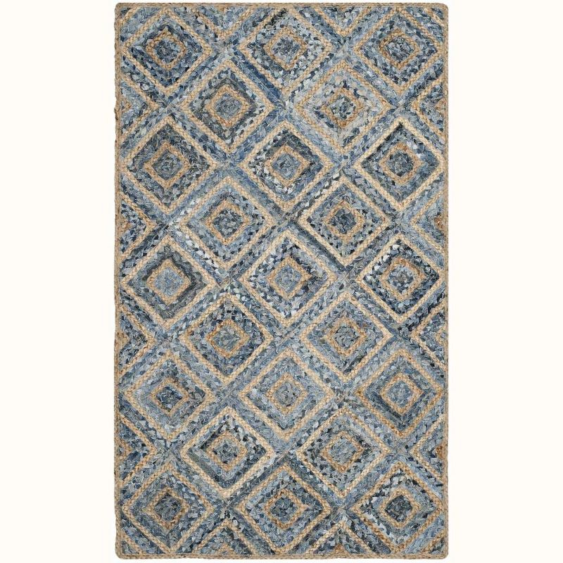 Cape Cod CAP354 Woven Indoor Area Rug - Natural/Blue - 4'x4' - Safavieh