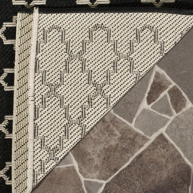 Courtyard CY6919 Power Loomed Indoor and Outdoor Area Rug - Black/Beige - 6'7"x6'7" - Safavieh