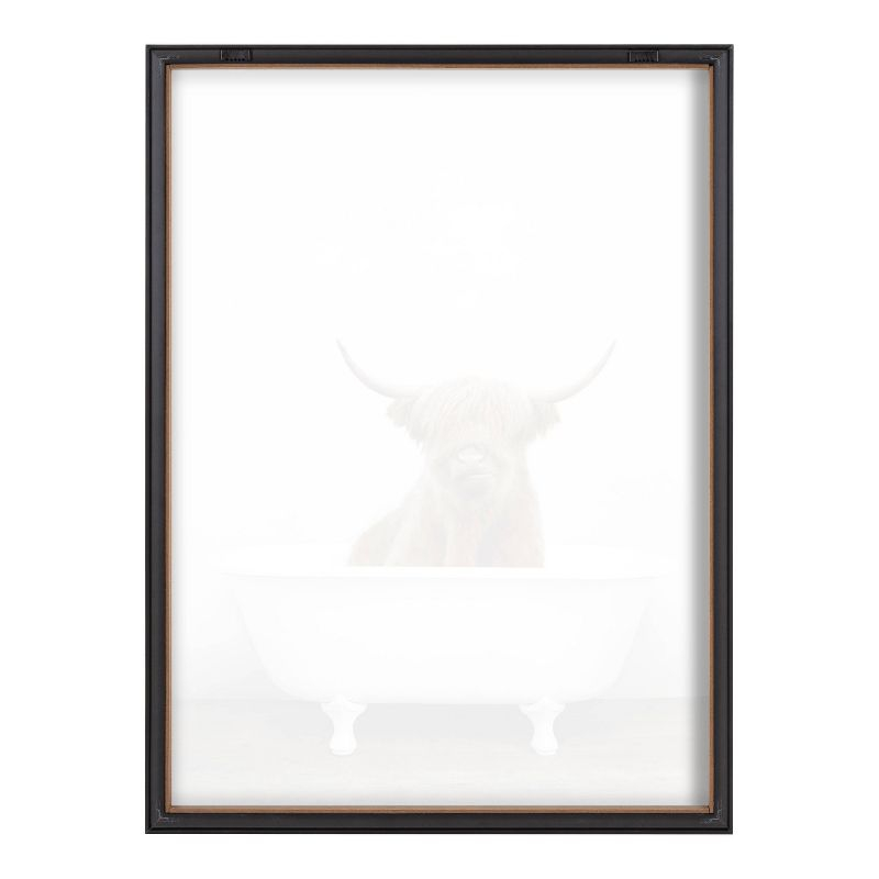 18" x 24" Blake Highland Cow in Tub Color Framed Printed Glass by Amy Peterson Art Studio Gray - Kate & Laurel All Things Decor