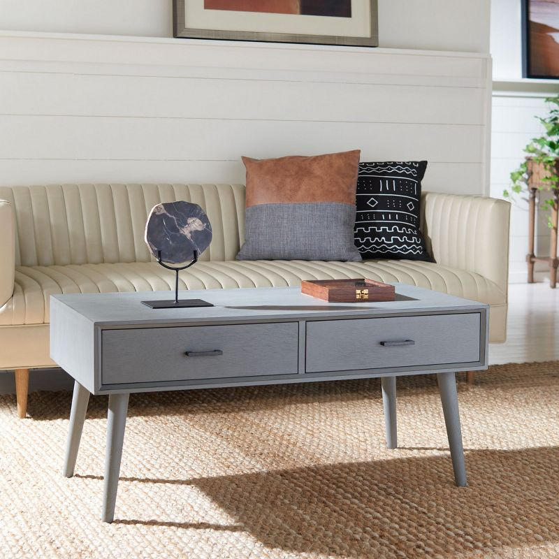 Mozart Mid-Century Coffee Table - Distressed Grey - Safavieh