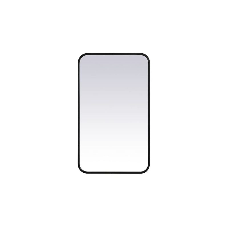 Elegant Lighting Soft corner metal rectangular mirror 18x30 inch in Black