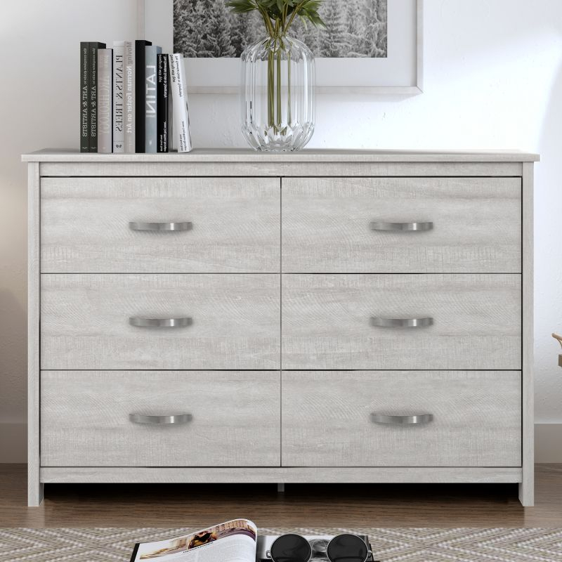 Galano Layton Dusty Gray Oak 6 Drawer 47.2 in. Wide Dresser (Sturdy, Effortless Assembly with Interlocking Drawers)