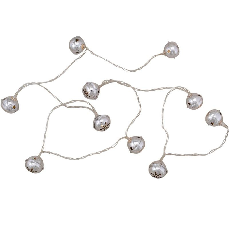 Northlight 10-Count LED Silver Christmas Bells Fairy Lights 5.5ft Clear Wire