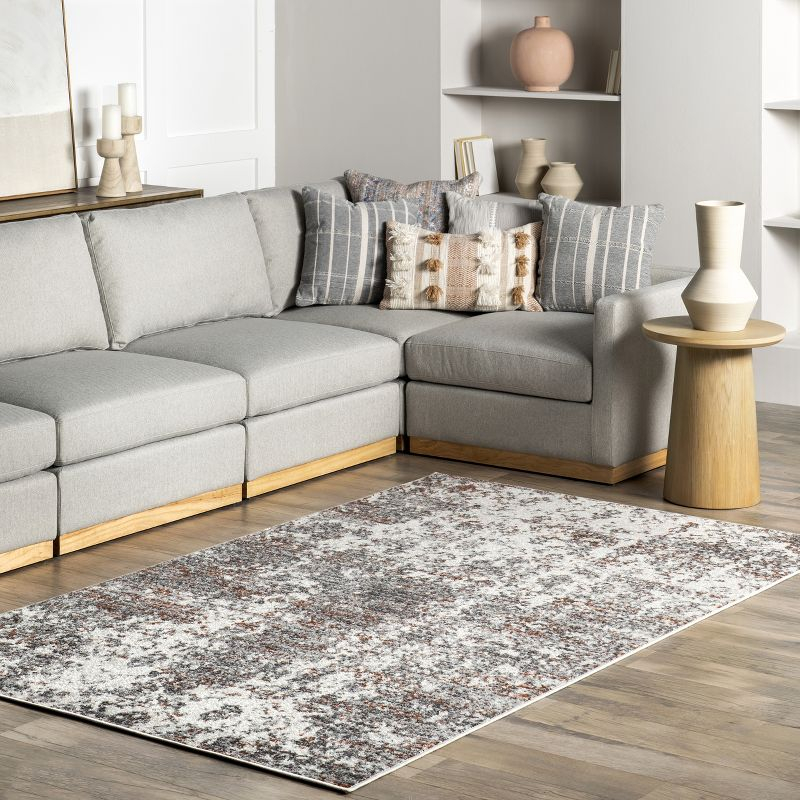 Nuloom Deedra Abstract 4x6 Indoor Area Rug for Living Room Bedroom Dining Room Kitchen, Red/Ivory