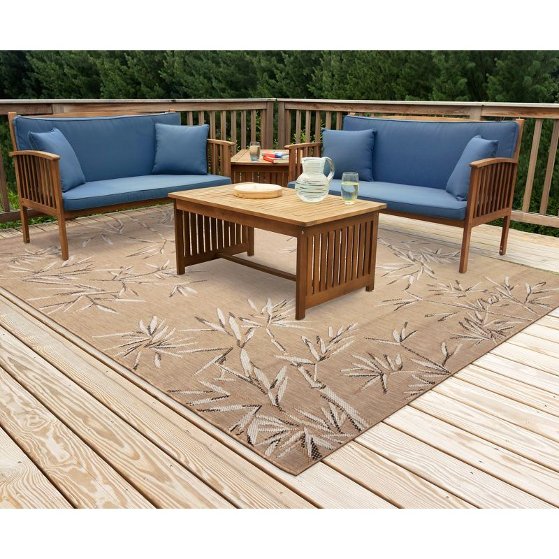 Liora Manne Carmel Bamboo Border Indoor/Outdoor Rug Sand 6'6" x 9'4"