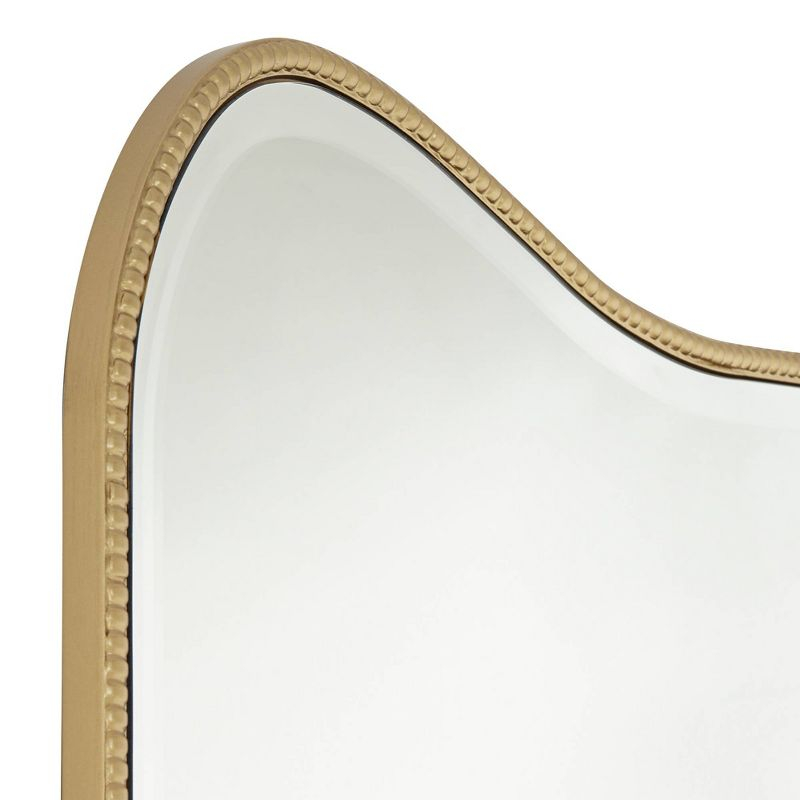 Noble Park Dipping Top Rectangular Vanity Wall Mirror Modern Beveled Matte Gold Frame 27" Wide for Bathroom Bedroom Living Room Home House Office