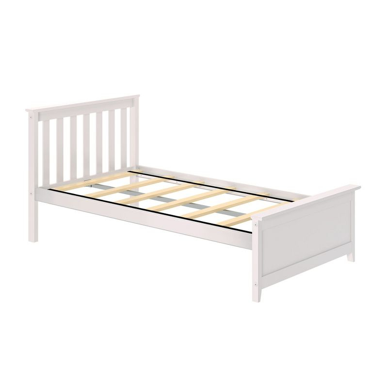 Max & Lily Twin Bed Frame with Headboard, Solid Wood Platform Bed for Kids, White