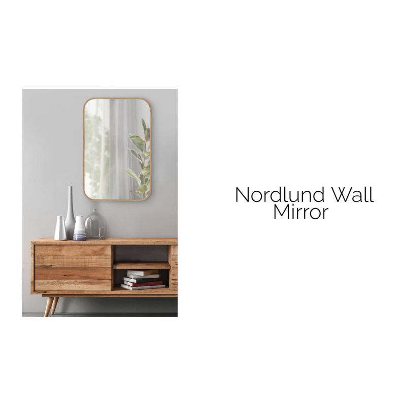 28" x 28" Norlund Framed Round Decorative Wall Mirror Natural - Kate & Laurel All Things Decor: Beechwood, No Assembly
