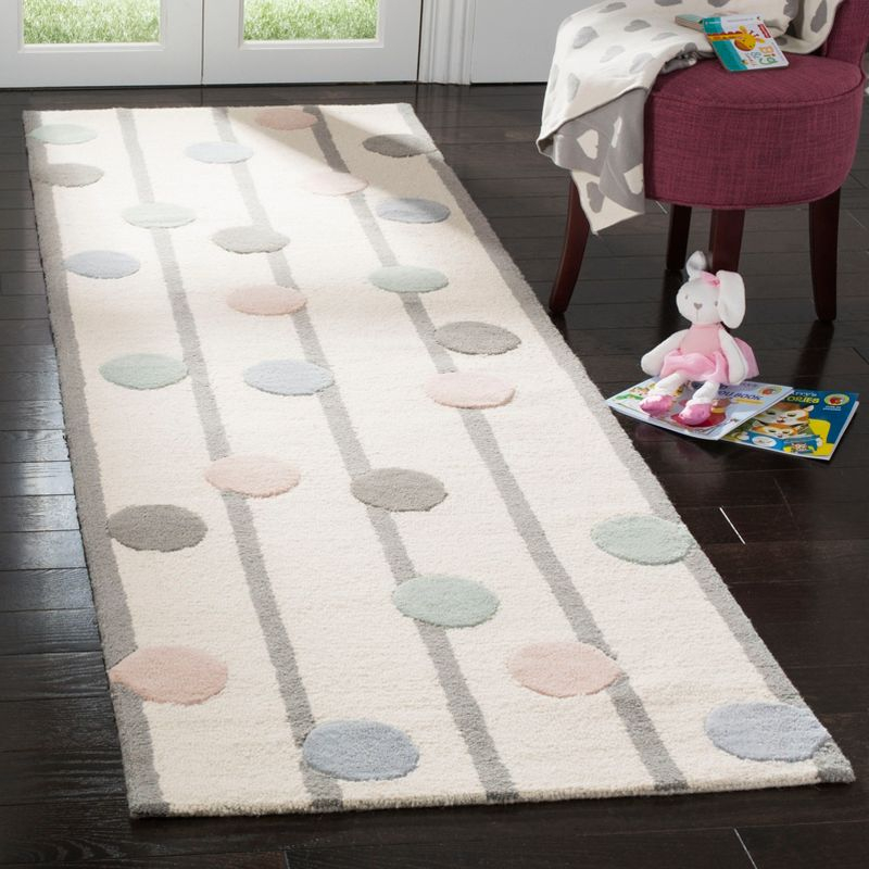Safavieh Kids Confetti SFK909 Hand Tufted Indoor Runner Rug - Ivory/Multi - 2'6"x8' - Safavieh