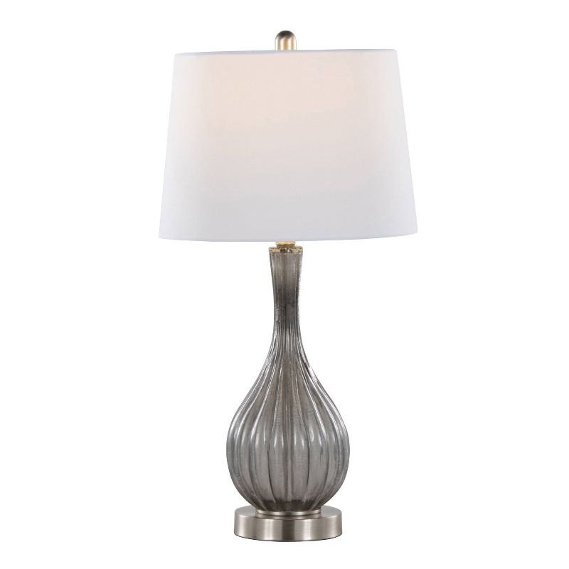 LumiSource (Set of 2) Jenny 27" Contemporary Glass Table Lamps Clear Smokey Brushed Nickel and White Shade from Grandview Gallery: UL Listed