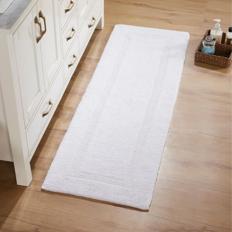 Better Trends Lux 100% Cotton Tufted Solid Reversible Bath Rug 20" x 60" Runner - White