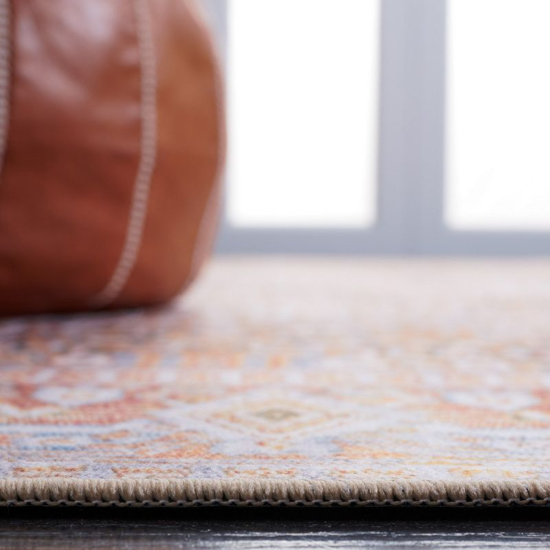 Tucson TSN166 Power Loomed Machine Washable Area Rug - Beige/Rust - 6'x6' - Safavieh.