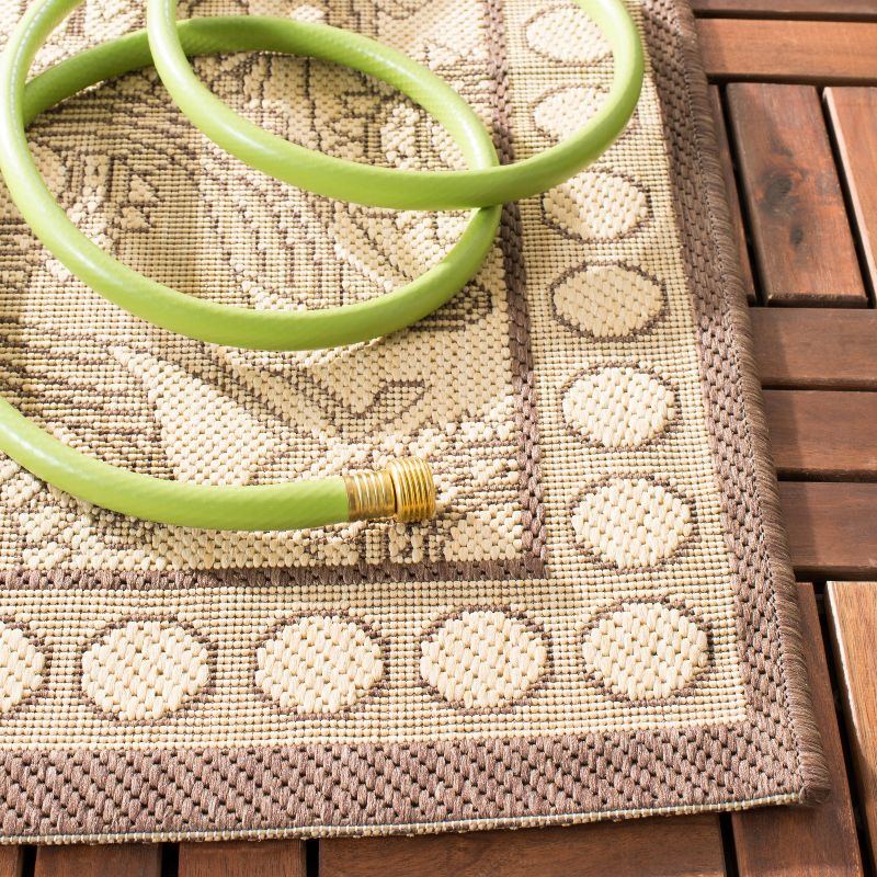 Courtyard CY2965 Power Loomed Indoor/Outdoor Area Rug - Natural/Chocolate - 5'3"x7'7" - Safavieh.