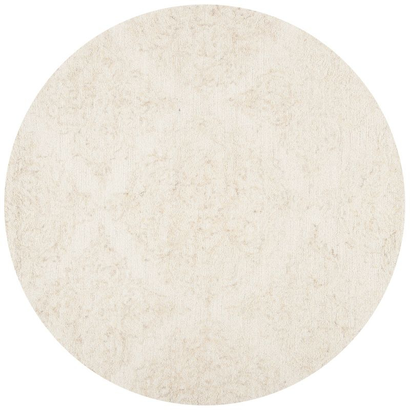 Abstract ABT279 Handmade Tufted Area Rug - Beige/Grey - 6' X 6'  Round - Safavieh