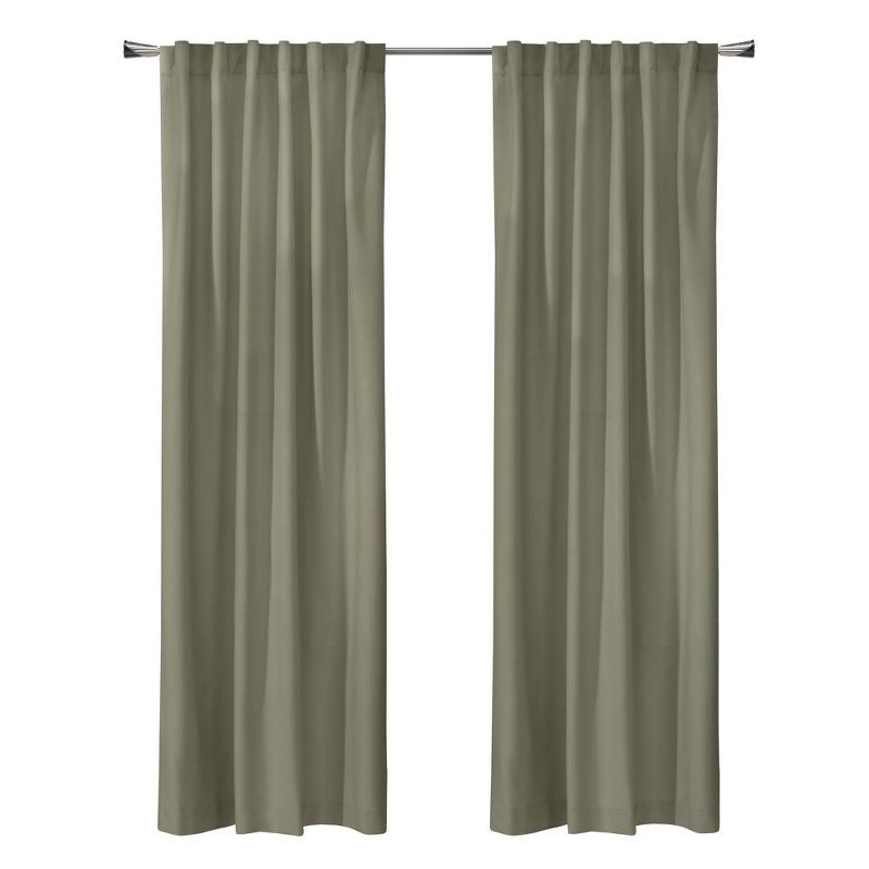 Thermaplus Seren Room Darkening Window Treatment Dual Header Curtain Panel for Bedroom Livingroom 50" x 63" Taupe