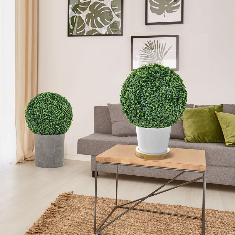 Tangkula 2 PCS 16" Artificial Boxwood Topiary Balls Sun-protective Round Greenery Bushes