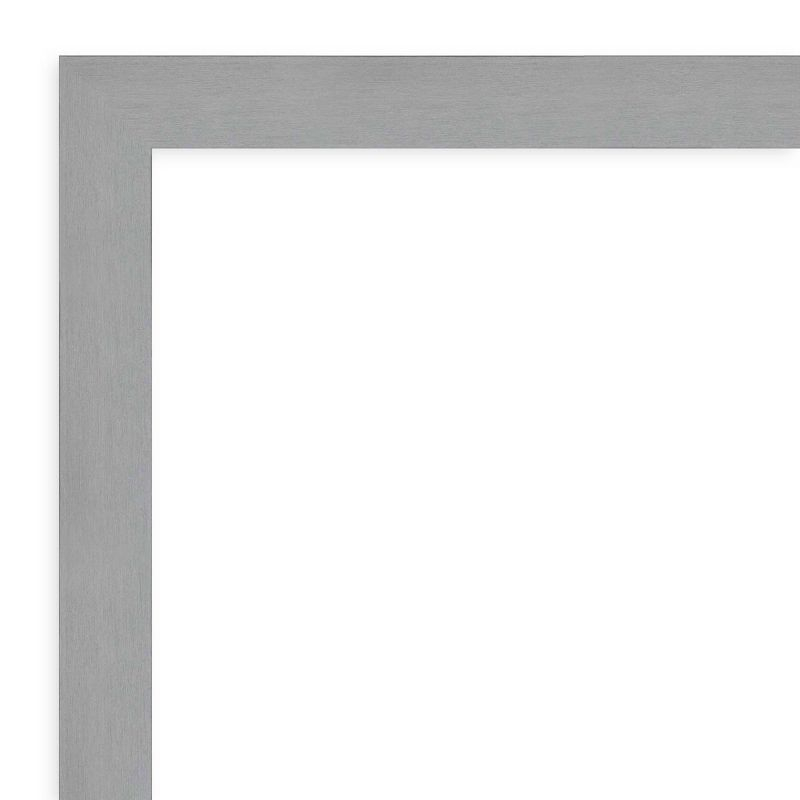 44" x 34" Brushed Nickel Framed Wall Mirror Silver - Amanti Art: Modern Rectangle, No Assembly Required
