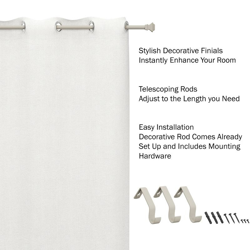 Lavish Home Decorative Modern Square Finials & Hardware- For Home Decor in Bedroom, Living Room & Kitchen- 66-120-Inch (Gray)