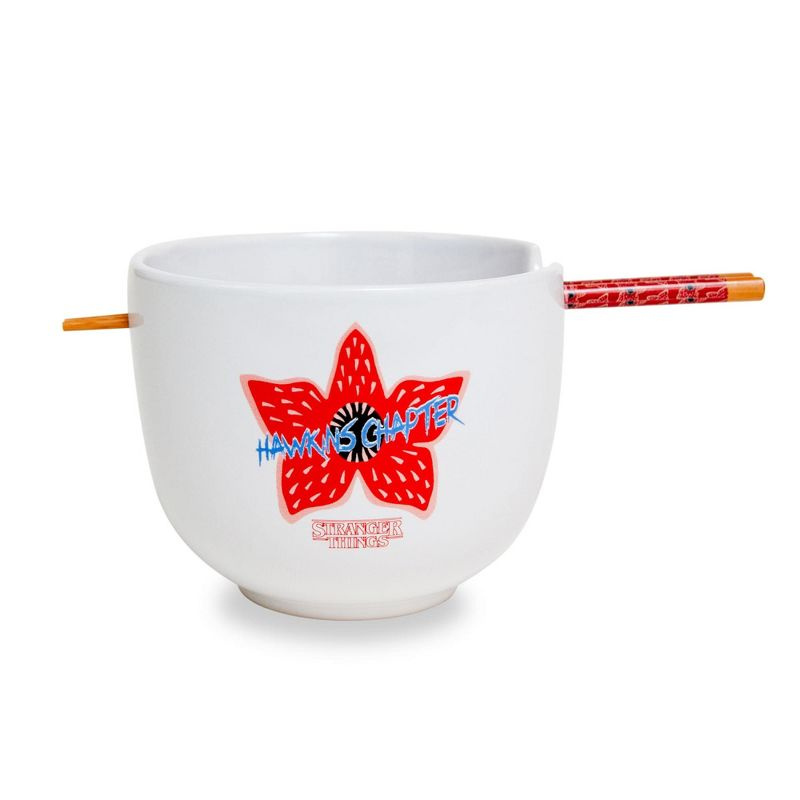 Silver Buffalo Stranger Things Demogorgon Hunting Crew 20-Ounce Ramen Bowl and Chopstick Set