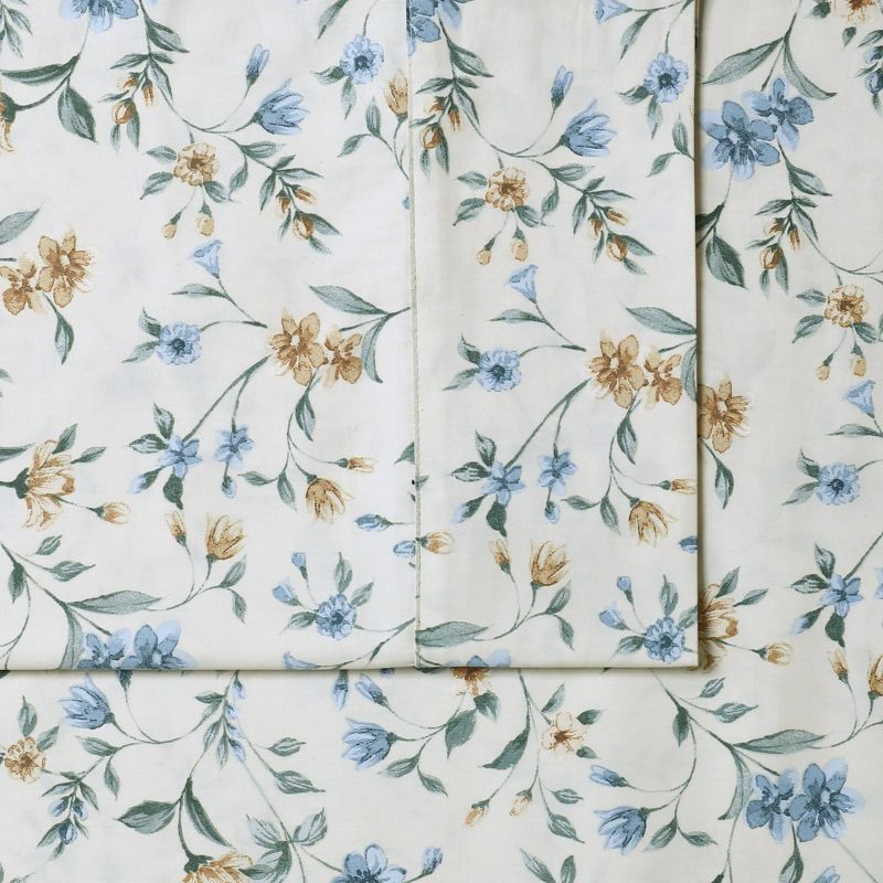 Twin 300 Thread Count Organic Cotton Deep Pocket Printed Sheet Set Carolina Cream- Azores Home