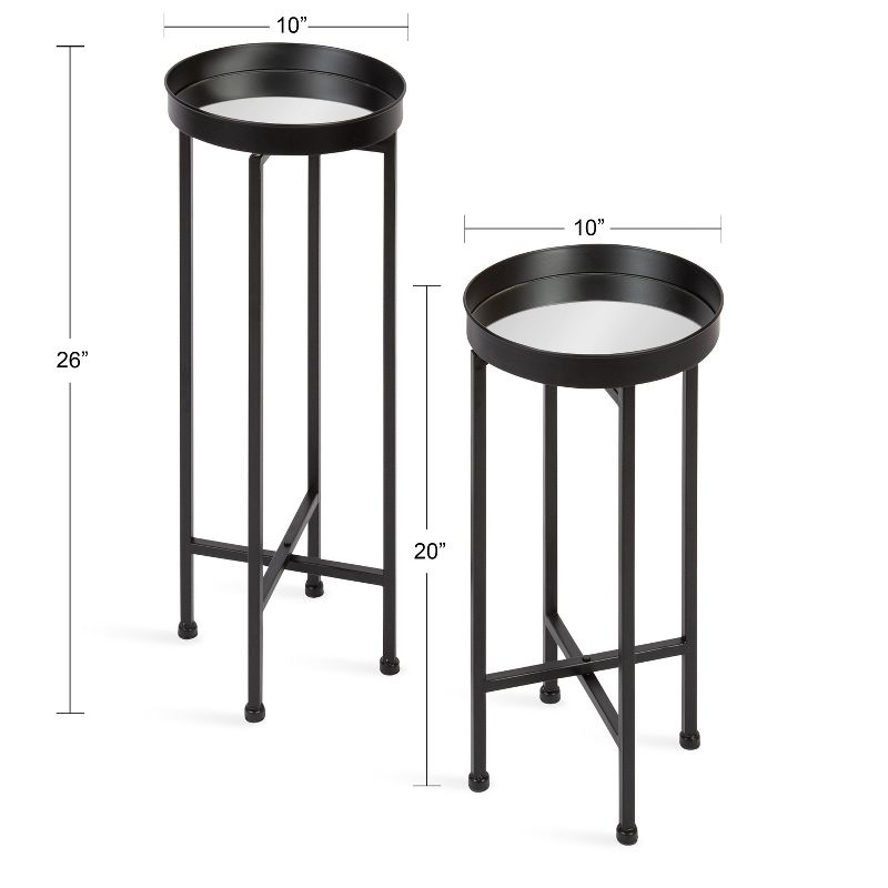 Kate and Laurel Celia Round Metal Nesting Table, 2 Piece, Black