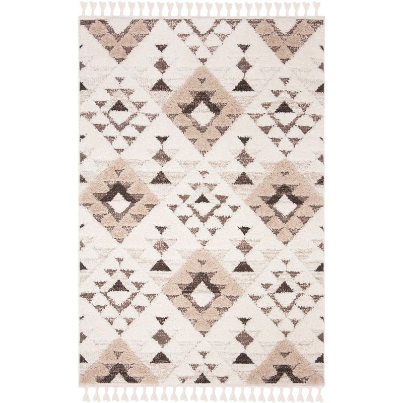 Moroccan Tassel Shag MTS688 Power Loomed Indoor Area Rug - Ivory/Brown - 9'x12' - Safavieh