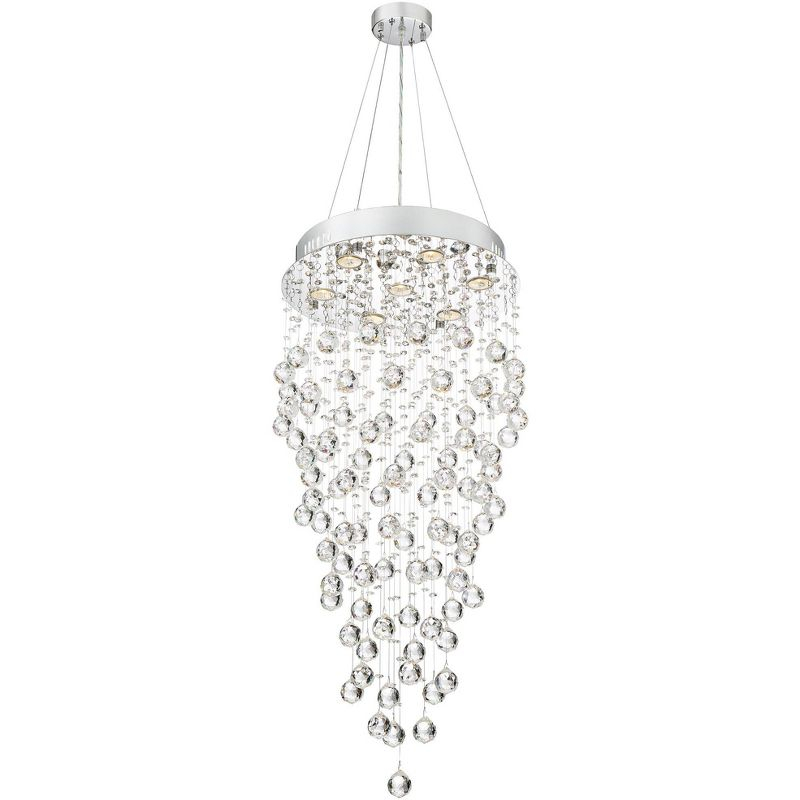 Vienna Full Spectrum Aida Chrome Chandelier Lighting 18" Wide Modern Pouring Crystal Glass Globes 7-Light Fixture for Dining Room House Kitchen Island