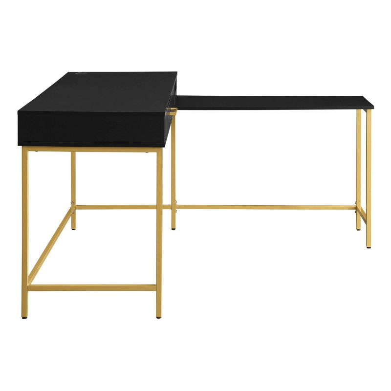 Modern Life L Shaped Desk Black - OSP Home Furnishings: Home Office Furniture with Storage Drawer & Power Tray