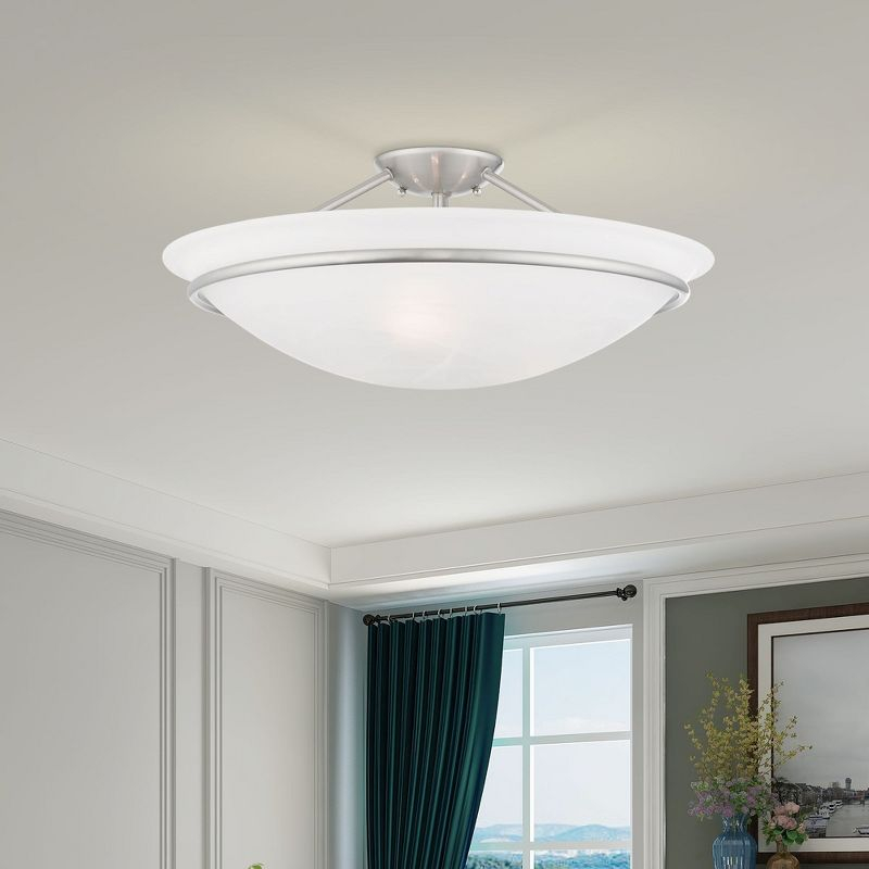 Livex Lighting Newburgh 3 - Light Semi-Flush Mount in  Brushed Nickel