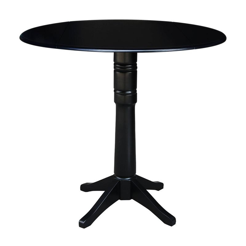 42.3" Sandon Bar Height Round Dual Drop Leaf Dining Table Black - International Concepts
